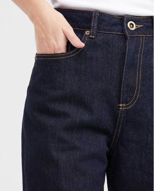 Jean Straight Fit Super High Rise Bota Relaxed Azul Ultra Oscuro para Mujer