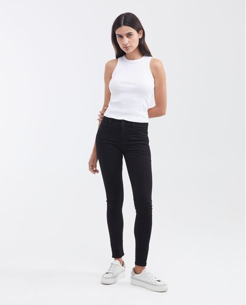 Jean de Mujer High Rise, Cosmo, Bota Skinny - Negro Mate