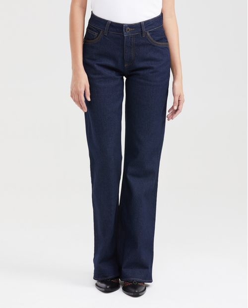 Jean High Rise Bota Relaxed Azul Oscuro para Mujer