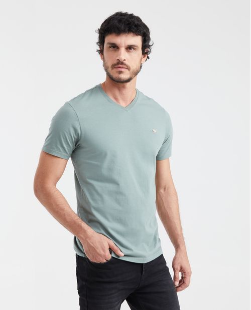 Camiseta Básica Slim fit Cuello en V en  Algodón para Hombre