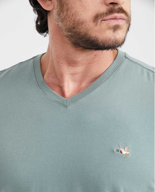 Camiseta Básica Slim fit Cuello en V en  Algodón para Hombre