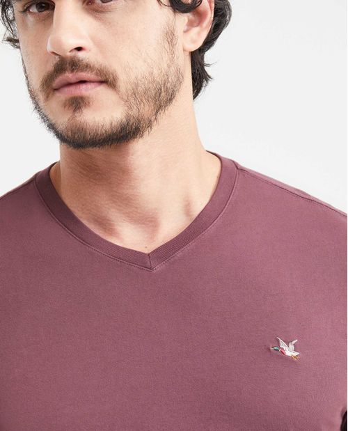 Camiseta Básica Slim fit Cuello en V en  Algodón para Hombre