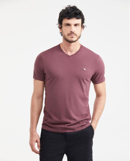 Camiseta Básica Slim fit Cuello en V en  Algodón para Hombre
