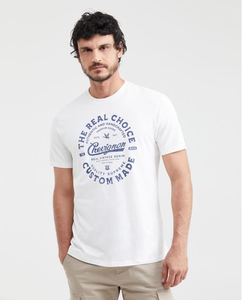 Camiseta Classic Fit Estampada Cuello Redondo para Hombre