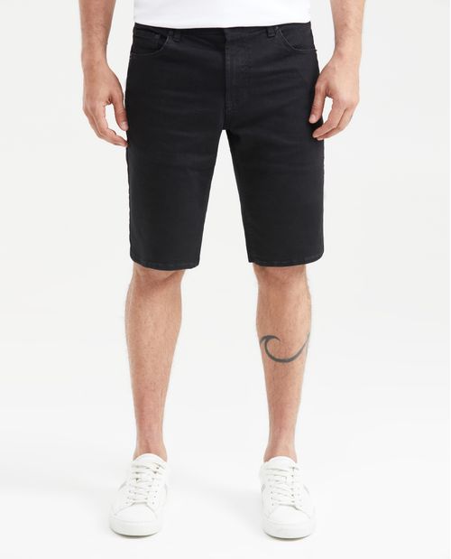 Bermuda en Denim Straight Fit Negro Mate para Hombre