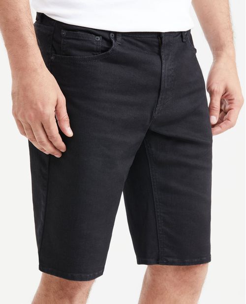 Bermuda en Denim Straight Fit Negro Mate para Hombre