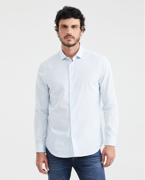 Camisa Slim Fit Manga Larga en Algodón para Hombre