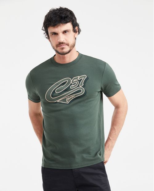 Camiseta Slim Fit Estampada Cuello Redondo para Hombre