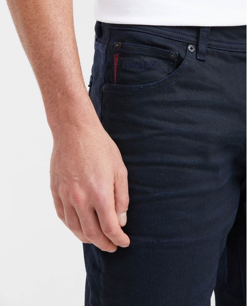 Jean Straight Fit Tiro Medio Bota Slim Azul Ultra Oscuro para Hombre