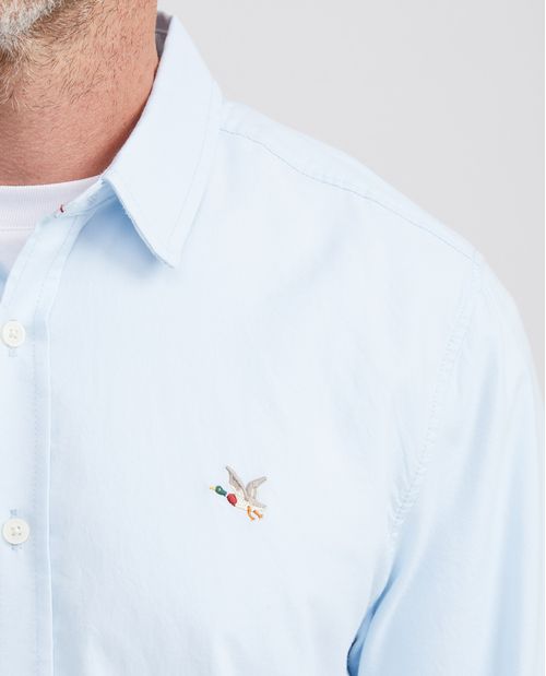 Camisa Slim Fit Manga Larga en Oxford 100% Algodón con Influencia Smart para Hombre