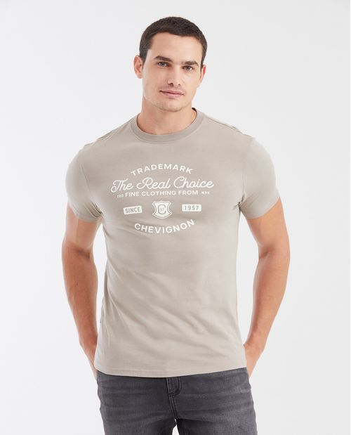Camiseta Slim Fit Estampada Cuello Redondo para Hombre