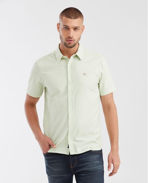Camisa Slim Fit Manga Corta en Oxford 100% Algodón para Hombre