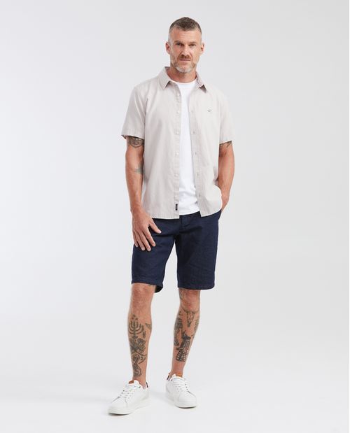 Camisa Slim Fit Manga Corta en Oxford 100% Algodón para Hombre