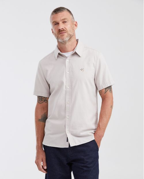 Camisa Slim Fit Manga Corta en Oxford 100% Algodón para Hombre