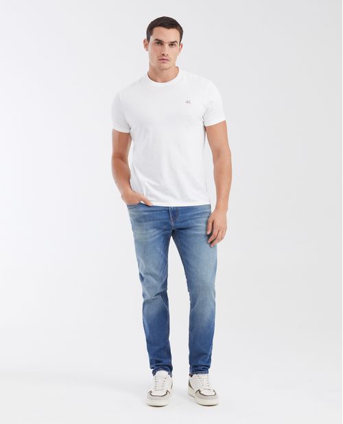 Jean Straight Fit Tiro Medio Boot Cut Azul Medio para Hombre