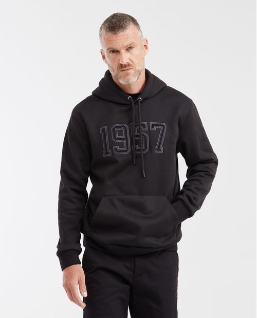 Buzo cerrado con Capucha y Aplique Bordado para Hombre