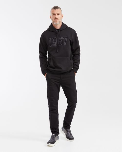 Buzo cerrado con Capucha y Aplique Bordado para Hombre