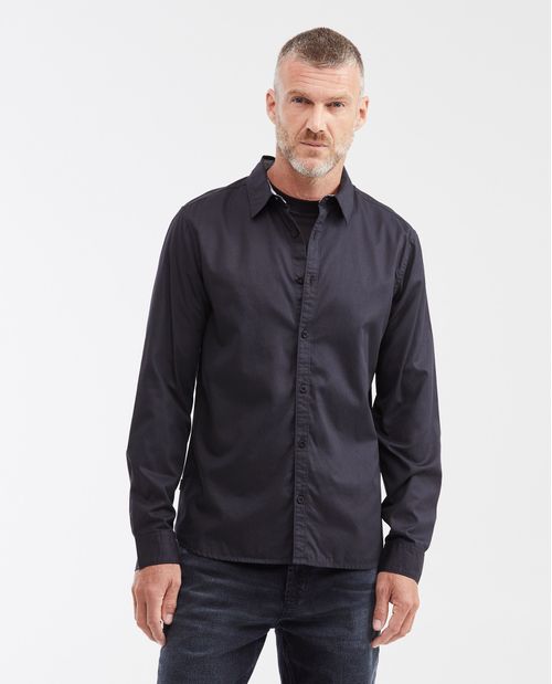 Camisa Slim Fit Manga Larga en Algodón y Bambú para Hombre