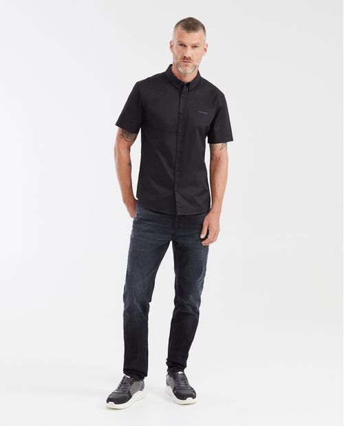 Camisa Slim Fit Manga Corta 100% Algodón con Acabado Dry-Soft para Hombre