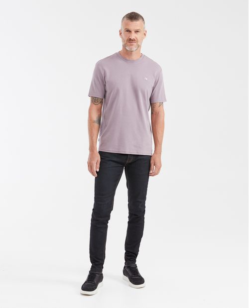 Camiseta Básica Slim Fit Cuello Redondo en Algodón Doble Punto para Hombre