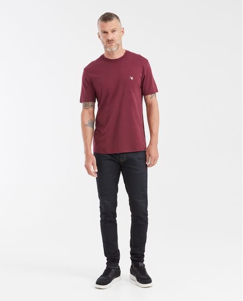 Camiseta Básica Straight Fit Cuello Redondo en Algodón Pima para Hombre