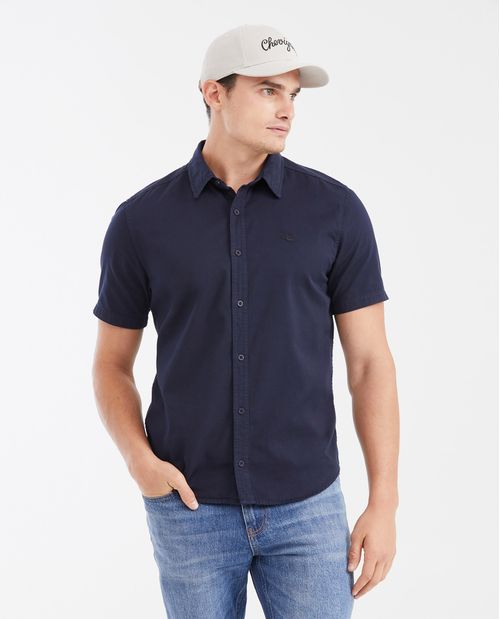 Camisa Slim Fit Manga Corta en 100% Algodón para Hombre