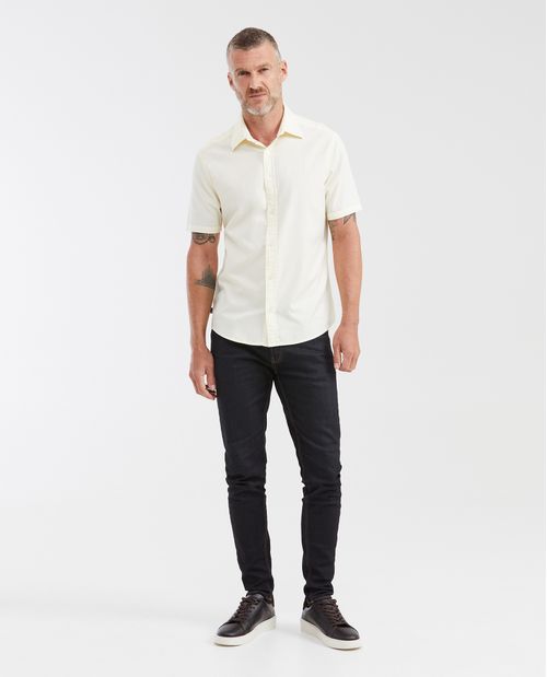 Camisa Slim Fit Manga Corta 100% Algodón para Hombre