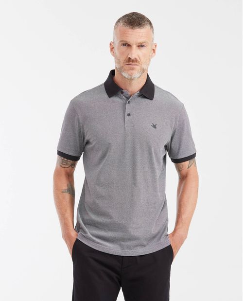 Camiseta Polo Slim Fit con Cuello Textura Jacquard y Raya Contraste para Hombre