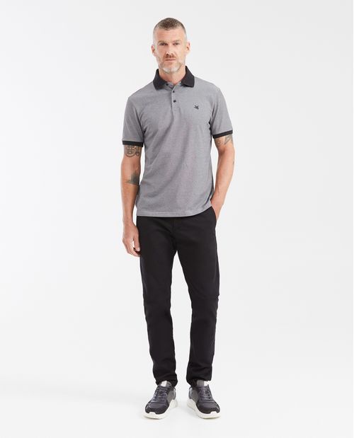 Camiseta Polo Slim Fit con Cuello Textura Jacquard y Raya Contraste para Hombre