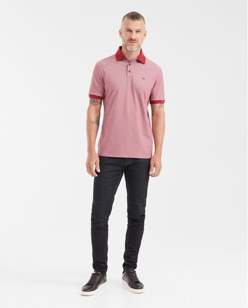Camiseta Polo Slim Fit con Cuello Textura Jacquard y Raya Contraste para Hombre