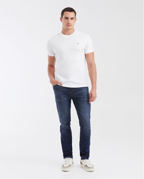 Jean Slim Fit Tiro Medio Bota Slim Azul Oscuro para Hombre