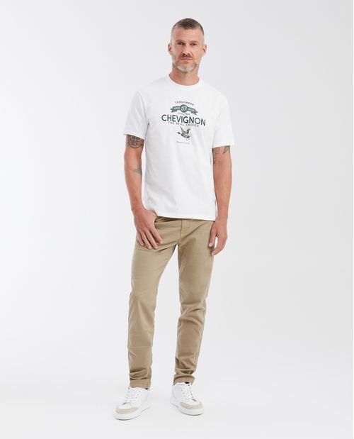 Camiseta Classic Fit Estampada en Algodón Peso Medio para Hombre