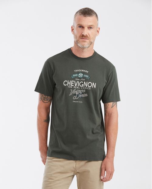 Camiseta Classic Fit Estampada en Algodón Peso Medio para Hombre