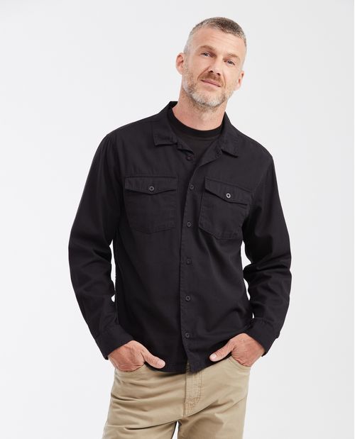 Camisa Classic Fit Manga Larga Diseño Overshirt en Algodón para Hombre