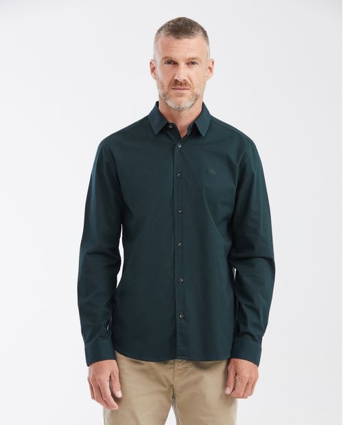 Camisa Classic Fit Manga Larga con Textura Mini Acanalada para Hombre