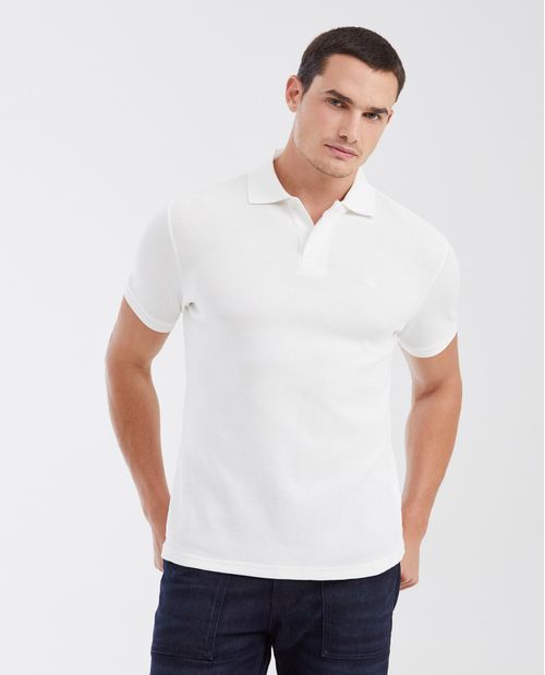 Camiseta Polo Slim Fit con Textura Waffle y Botones Ocultos para Hombre