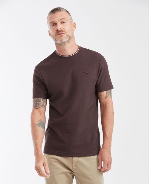 Camiseta Slim Fit Cuello Redondo en Piqué 100% Algodón para Hombre