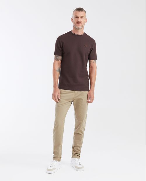 Camiseta Slim Fit Cuello Redondo en Piqué 100% Algodón para Hombre