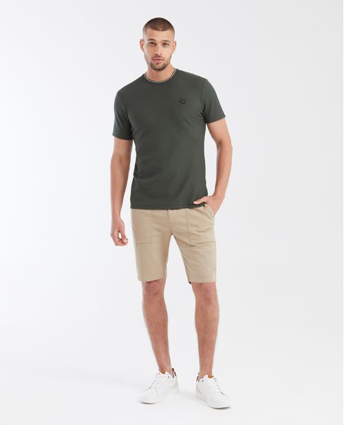 Camiseta Slim Fit Cuello Redondo en Piqué 100% Algodón para Hombre