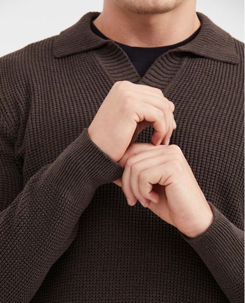 Suéter Tejido Tipo Polo para Hombre