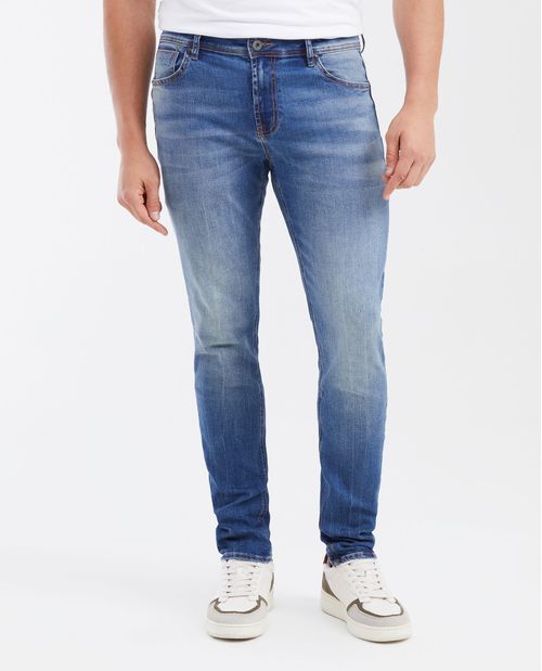 Jean Súper Slim Fit Tiro Bajo Bota Super Slim Azul Medio para Hombre