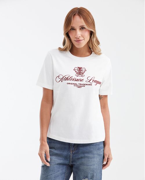 Camiseta Estampada con Detalles Aterciopelados para Mujer