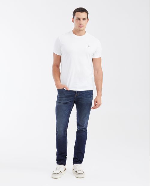 Jean Súper Slim Fit Tiro Bajo Bota Super Slim Azul Oscuro para Hombre