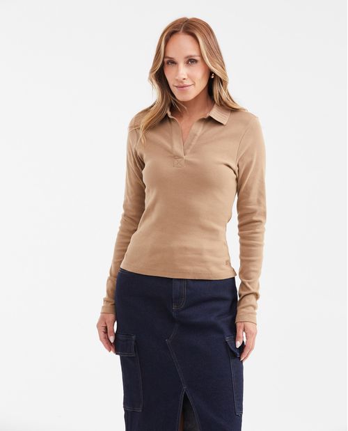 Camiseta Manga Larga Algodón Femenina