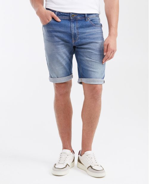 Bermuda en Denim Straight Fit Azul Medio para Hombre