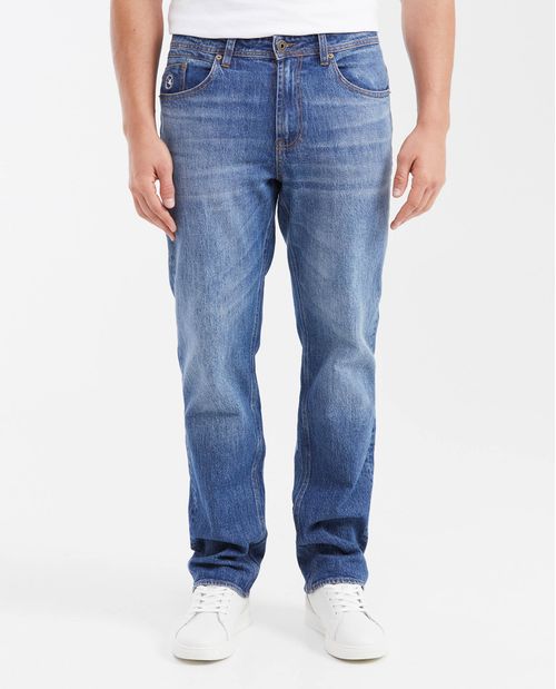 Jean Relaxed Fit Tiro Alto Boot Cut Azul Ultra Medio Lavado Vintage para Hombre