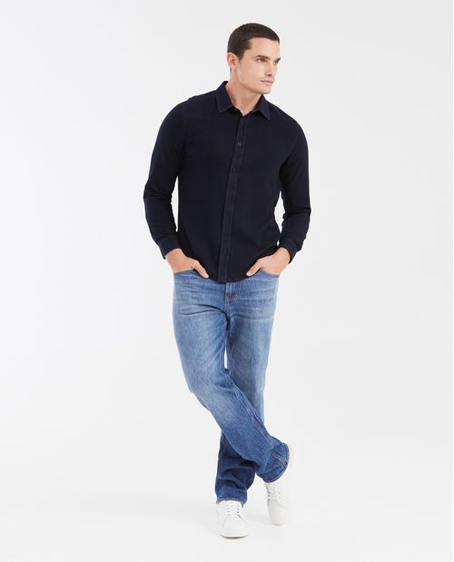 Jean Relaxed Fit Tiro Alto Boot Cut Azul Ultra Medio Lavado Vintage para Hombre