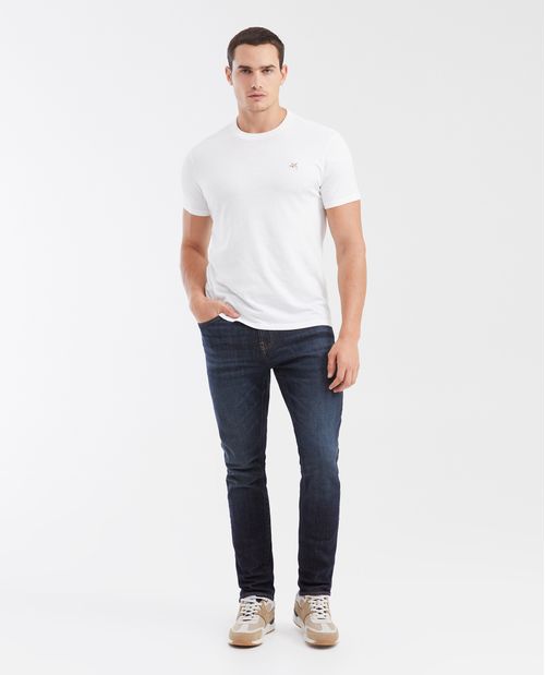 Jean Slim Fit Tiro Medio Bota Slim Azul Ultra Oscuro para Hombre