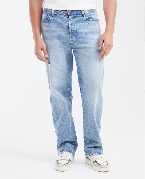 Jean Relaxed Fit Tiro Alto Boot Cut Azul Claro Vintage para Hombre