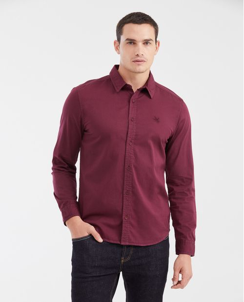Camisa Slim Fit Manga Larga 100% Algodón para Hombre